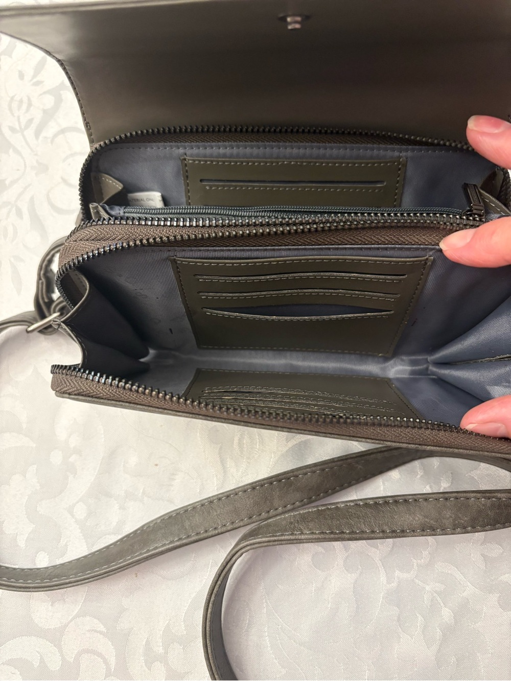 Compact Crossbody Wallet in Dark Olive Green - Women Bags - Picture 3 of 5